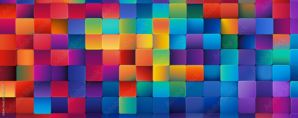 Colorful geometric background with square pattern that are gradient and vibrant for a long banner generative ai Colorful geometric background with square pattern that are gradient and vibrant for a long banner generative ai