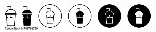 Milk shake vector icon set collection. Milk shake Outline flat Icon.