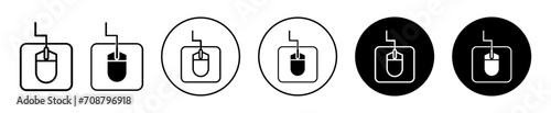 Computer mouse pad  flat line icon set. Computer mouse pad  Thin line illustration vector