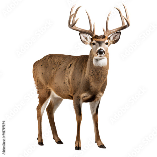 Full body portrait of a deer, isolated on transparent background