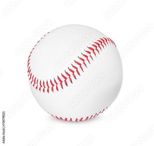 One baseball ball with stitches isolated on white