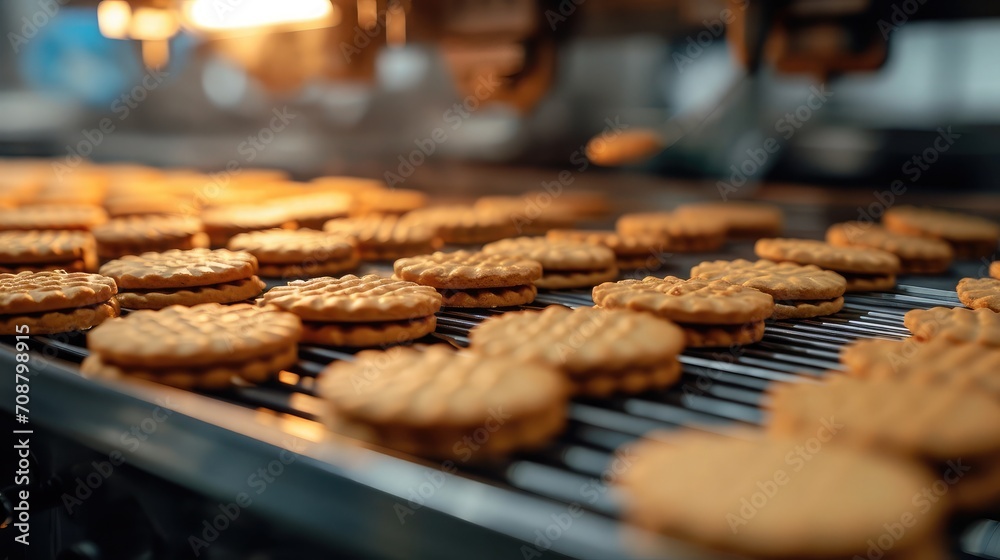 Cookie factory, food industry. Fabrication. Cookie production. Cookie factory, food industry. Fabrication. Cookie production.