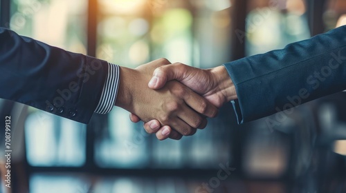 Businessmen making handshake with partner, greeting, dealing, merger
