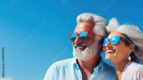 Happy retired couple enjoying the sunshine