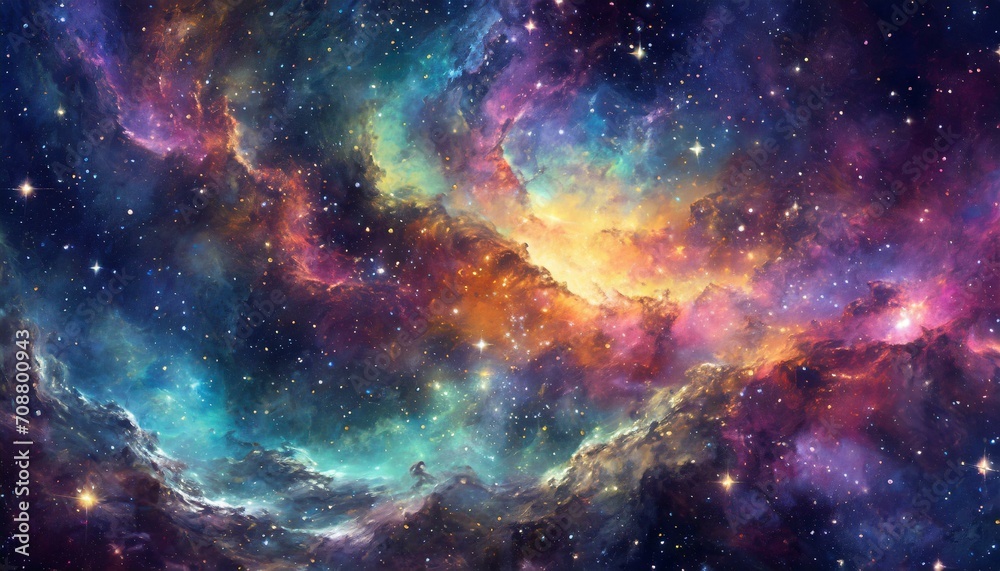 space of space, wallpaper nebula-rich space with vivid colors and a tapestry of stars. The composition invites viewers