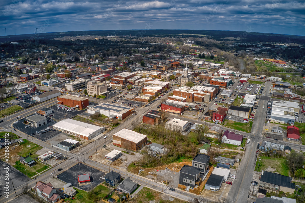 Fototapeta premium Aerial View of Columbia, Tennessee during Spring