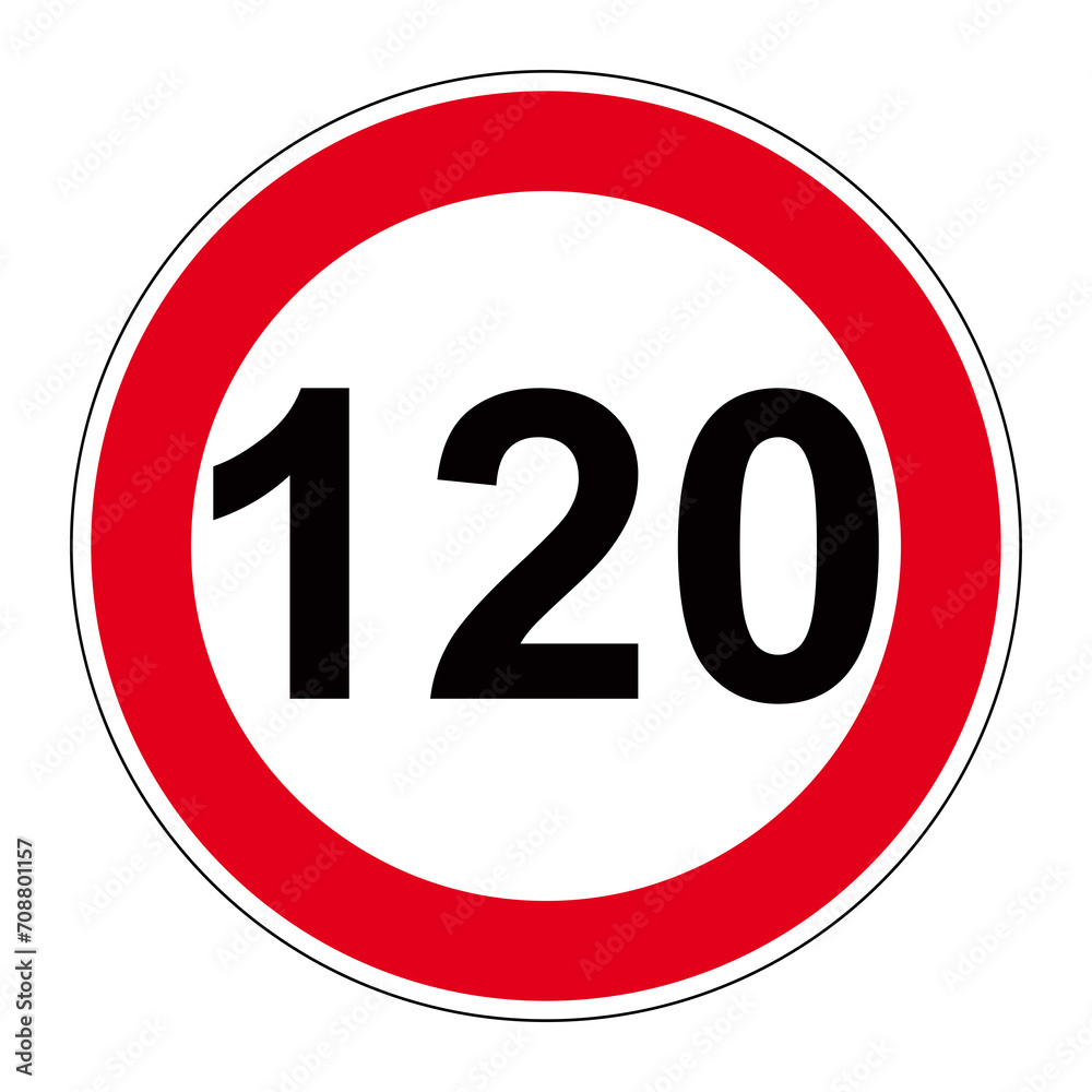 Panneau de limitation de vitesse à 120 Panneau de limitation de vitesse à 120