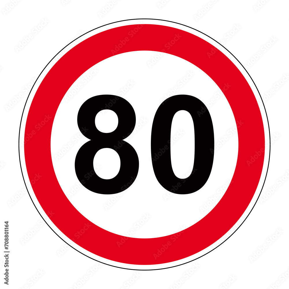 Panneau de limitation de vitesse à 80 Panneau de limitation de vitesse à 80