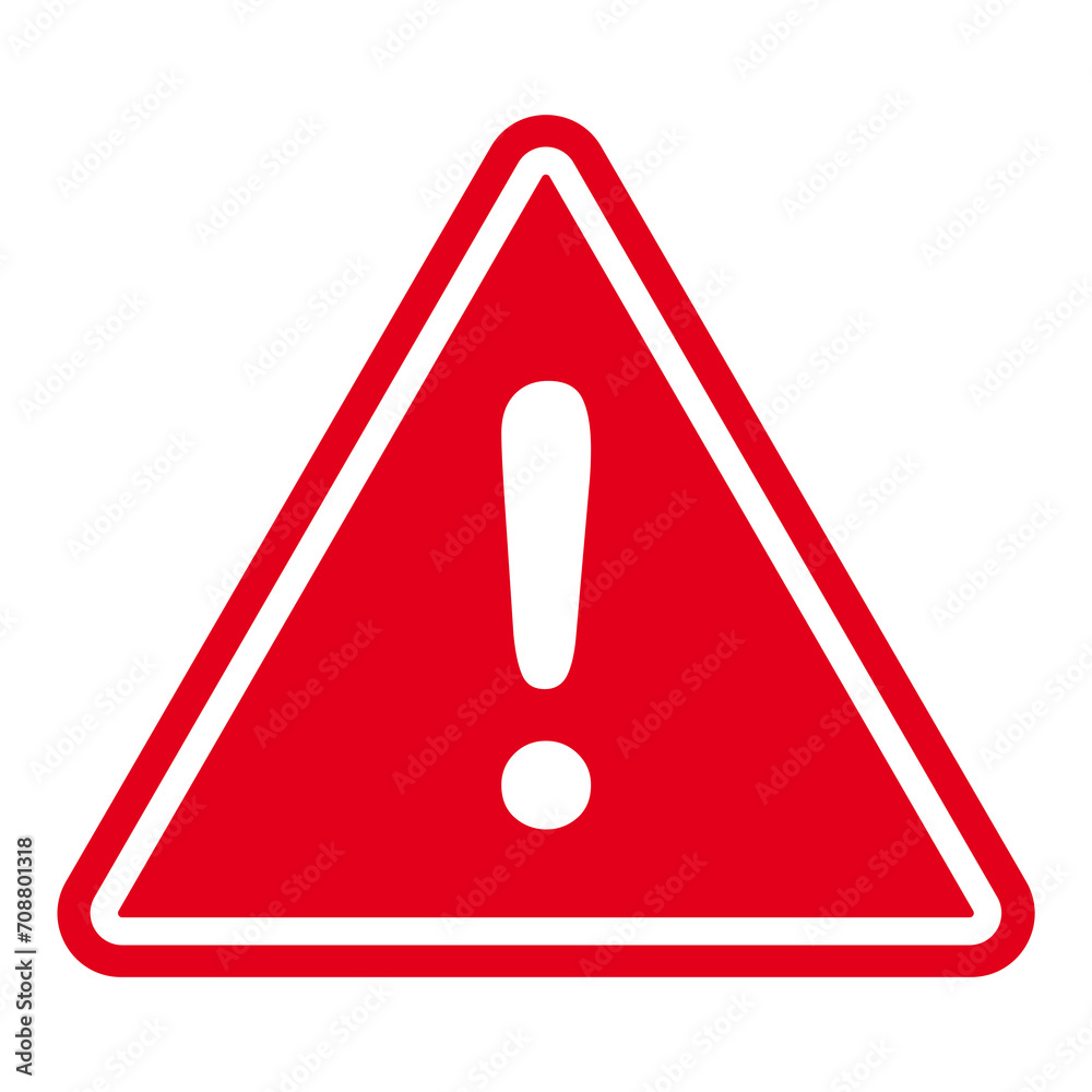 Panneau de danger. Triangle rouge et point d'exclamation. Panneau de danger. Triangle rouge et point d'exclamation.