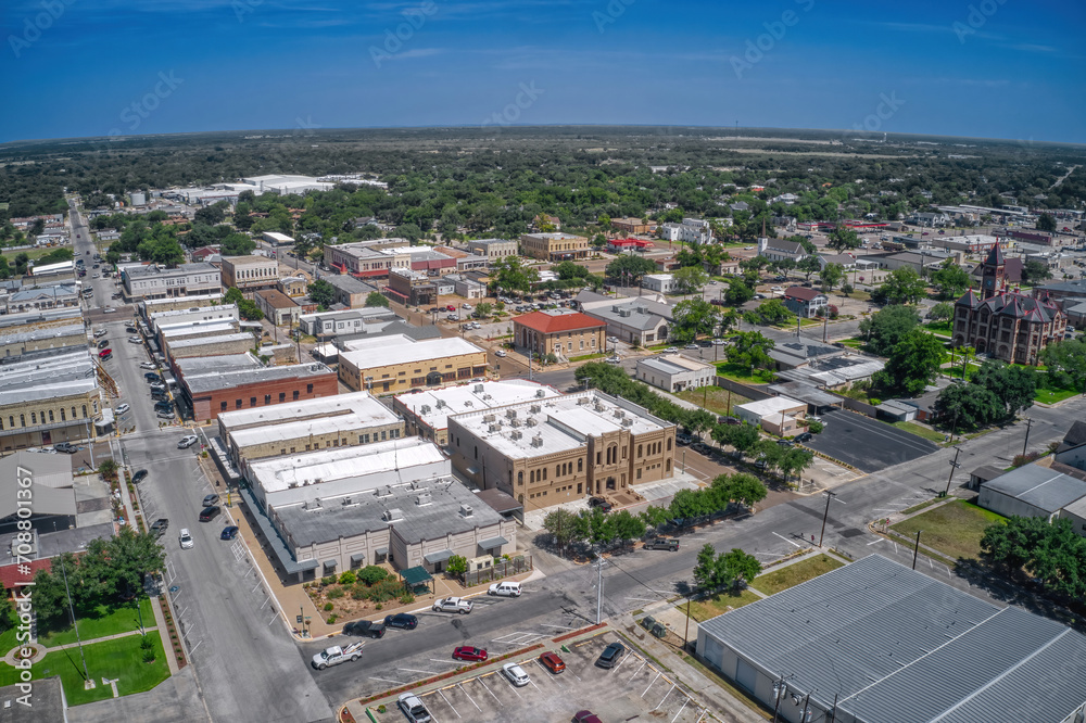 Aerial View of the small Town of Cuero, Texas