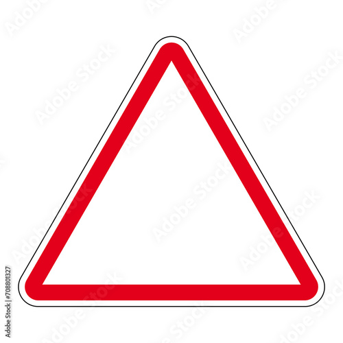 Panneau de danger. Triangle blanc contour rouge vierge. photo