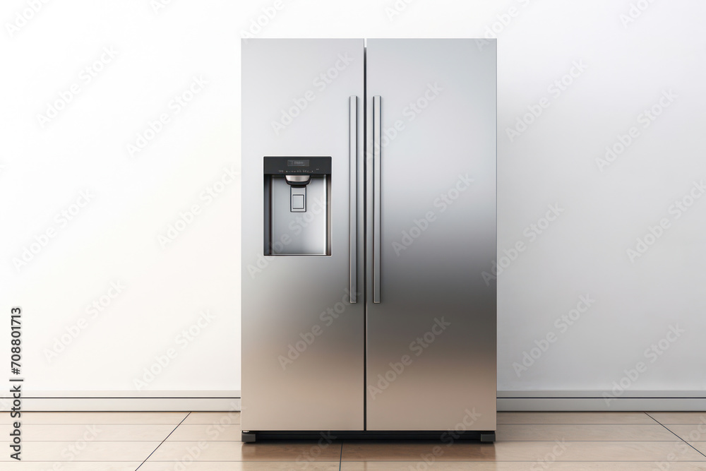 Bright and Stylish: White Modern Refrigerator in a Clean and Spacious Kitchen Bright and Stylish: White Modern Refrigerator in a Clean and Spacious Kitchen