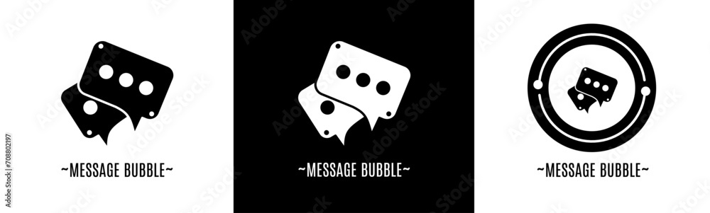 Message bubble logo set. Collection of black and white logos. Stock vector. Message bubble logo set. Collection of black and white logos. Stock vector.