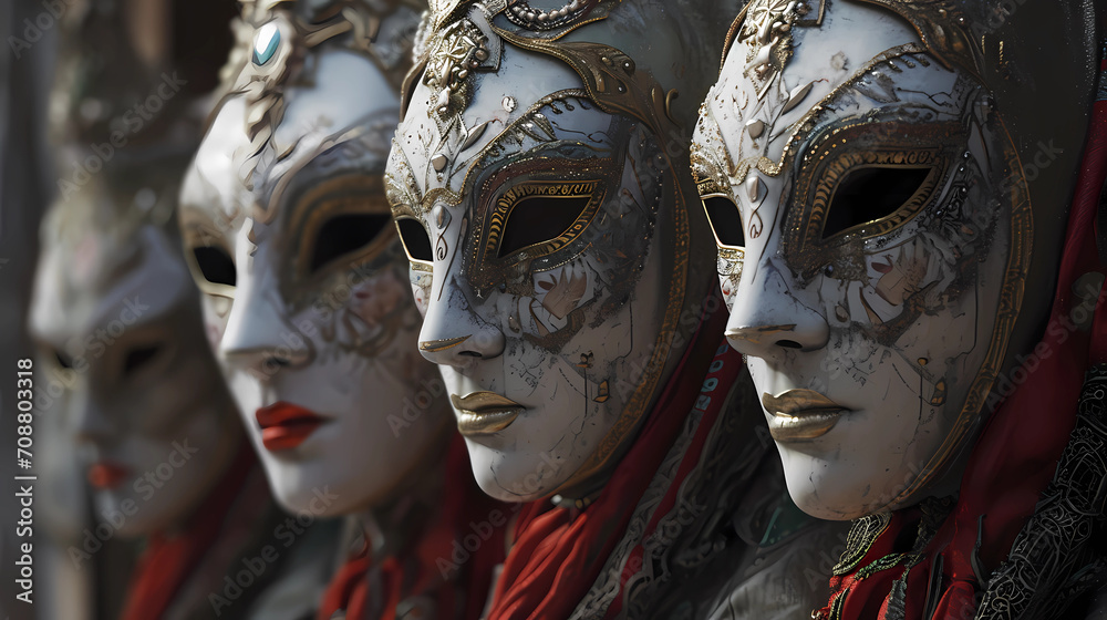 Masks representing different eras