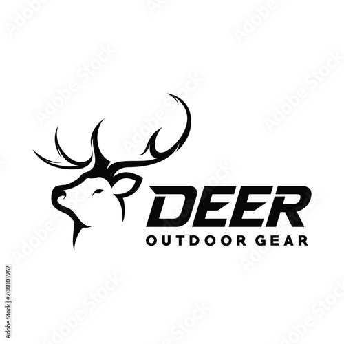 Deer Hunting Logo Template Vector. Deer Logo Illustration Vector 