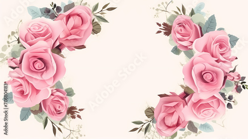 Empty floral frame with copy space for greeting card or invitation design