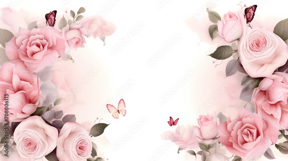 Beautiful pink rose bouquet flowers background, symbol of Valentine's Day, wedding, love