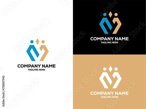 mv initials logo with the theme of someone giving something, which symbolizes mutual care
