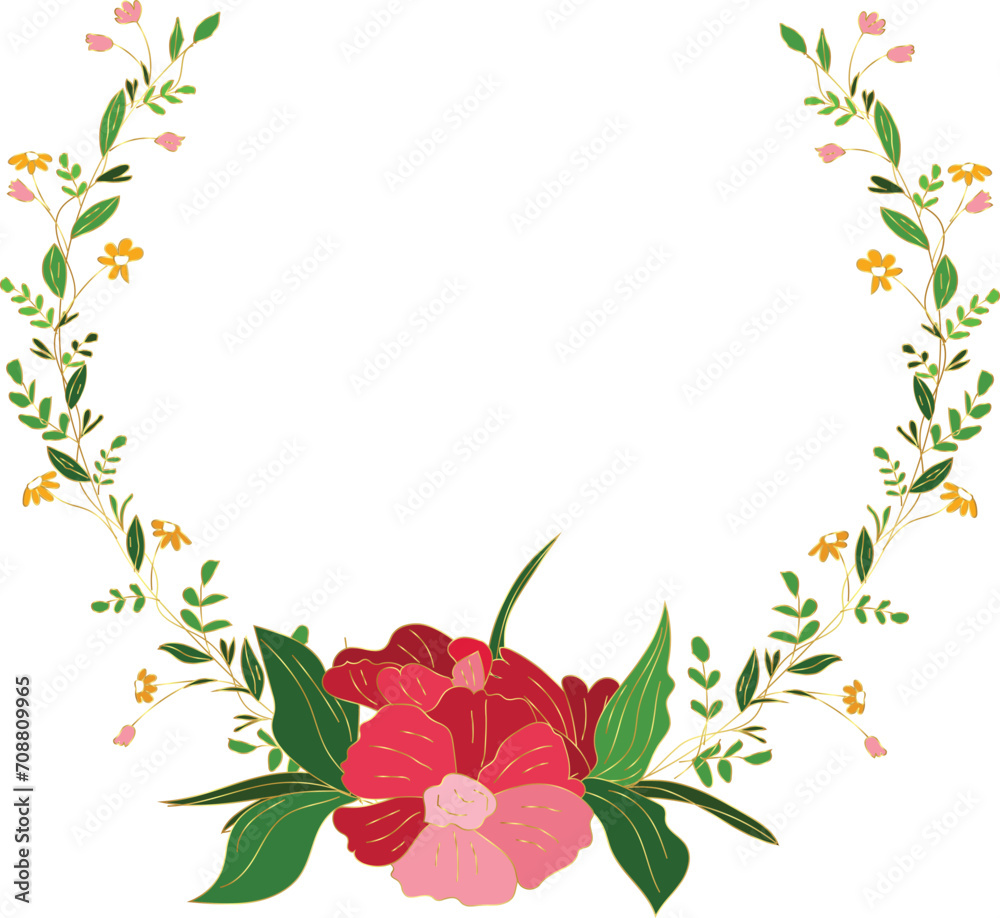 Beautiful flower wreath illustration on transparent background. Beautiful flower wreath illustration on transparent background.