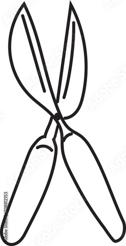Hand drawn hedge clipper illustration on transparent background.
