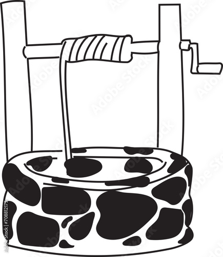 Hand drawn water well illustration on transparent background.
