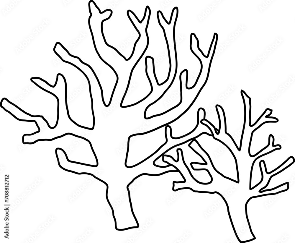 Fototapeta premium Hand drawn coral illustration on transparent background. 