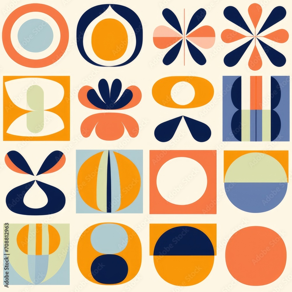 flat retro geometric multicolored pattern. Retro background 1970s 1980s