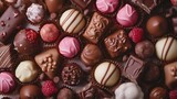 Heartwarming Chocolate Assortment - Embracing Love with Light Crimson and Light Brown - Copy Space