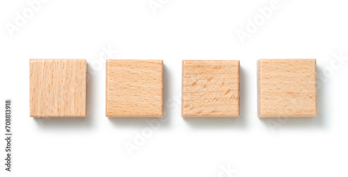 wooden blocks isolated on white background, top view