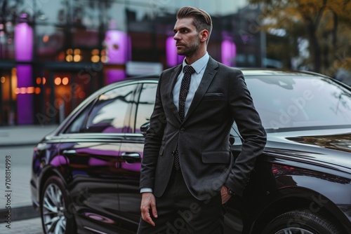 Businessman near luxury car, man in suit © Kaleb
