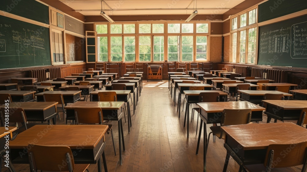 Classroom with tables and chair