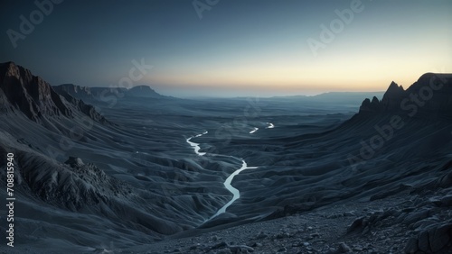 Strange alien landscape with dark atmosphere
