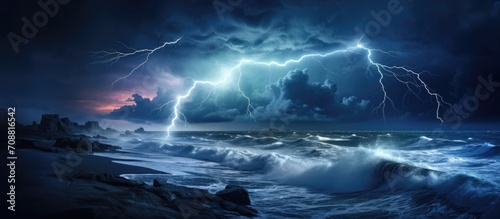 Ocean lightning storm