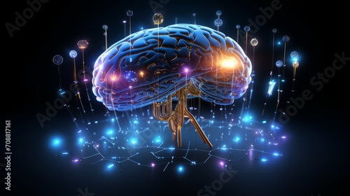 Human Brain with Network Connections - Concept of Neural Networks, Artificial Intelligence, and Cognitive Computing