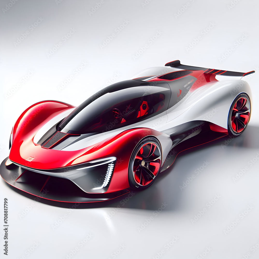 3D Car On White Background Generated With Ai 3D Car On White Background Generated With Ai