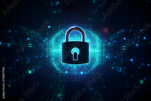 Cybersecurity and privacy and protect data concept. lock key icon and internet network security technology.Generative Ai.