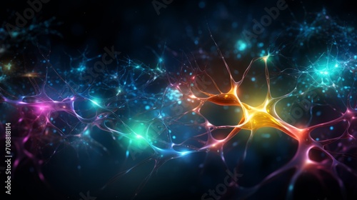 Luminous Neural Network Synapses Displaying an Intricate Web of Neuron Connections in a Conceptual Brain Function Illustration