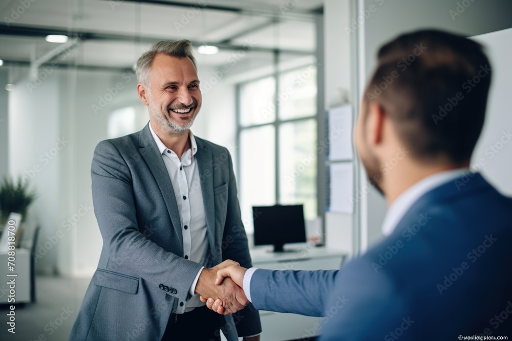 Two businessmen shaking hands in an office Two businessmen shaking hands in an office