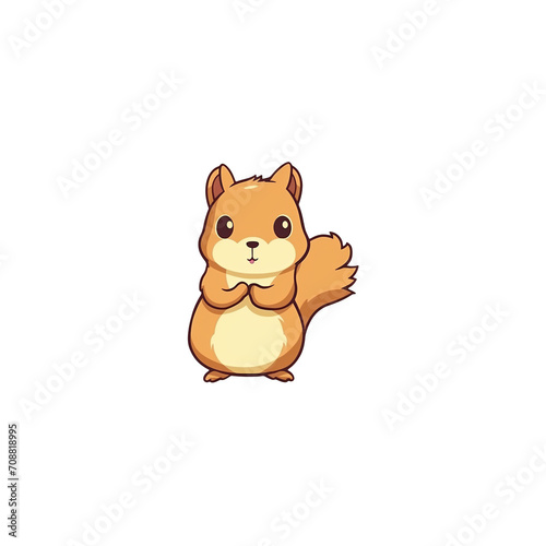 A cartoon squirrel on a transparent background  cutest sticker illustration  kawaii  highly detailed character design  pastel color  die cut sticker  sticker concept design.