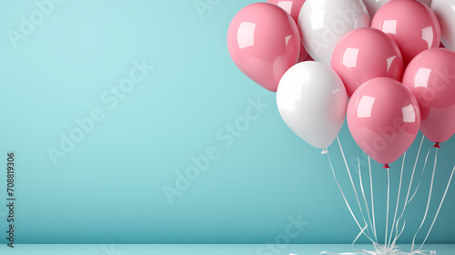 Party balloons  birthday decoration background  anniversary  wedding  holiday with space for text