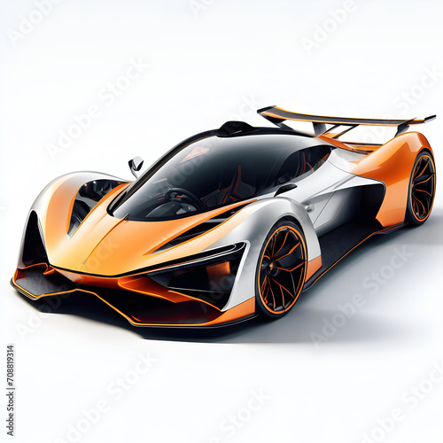 3D Car On White Background Generated With Ai 