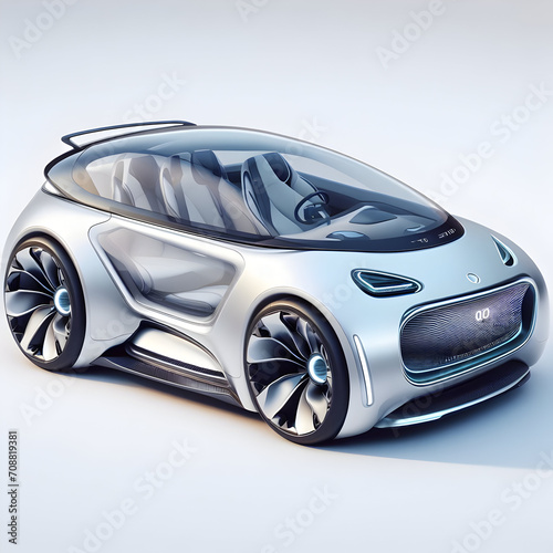 3D Car On White Background Generated With Ai 