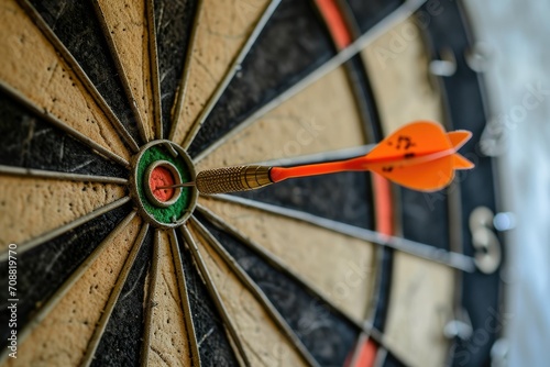 A dart on center of dart board background