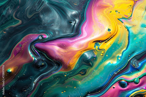 abstract background, oil slick in the light showing shiny blobs photo