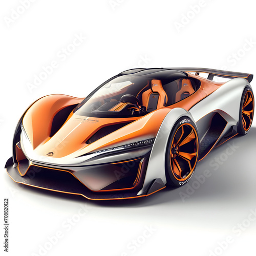 3D Car On White Background Generated With Ai 