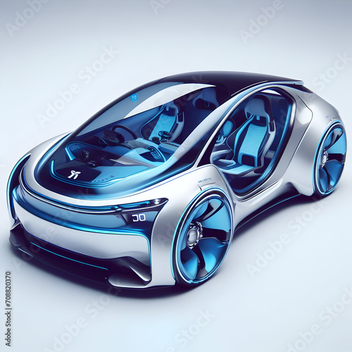 3D Car On White Background Generated With Ai  © Aura