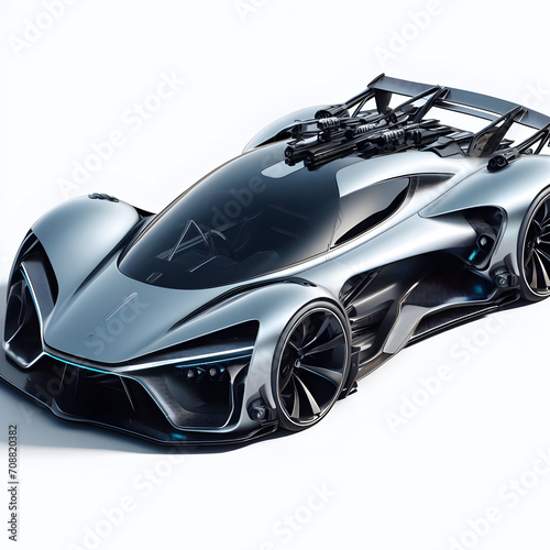 3D Car On White Background Generated With Ai  © Aura
