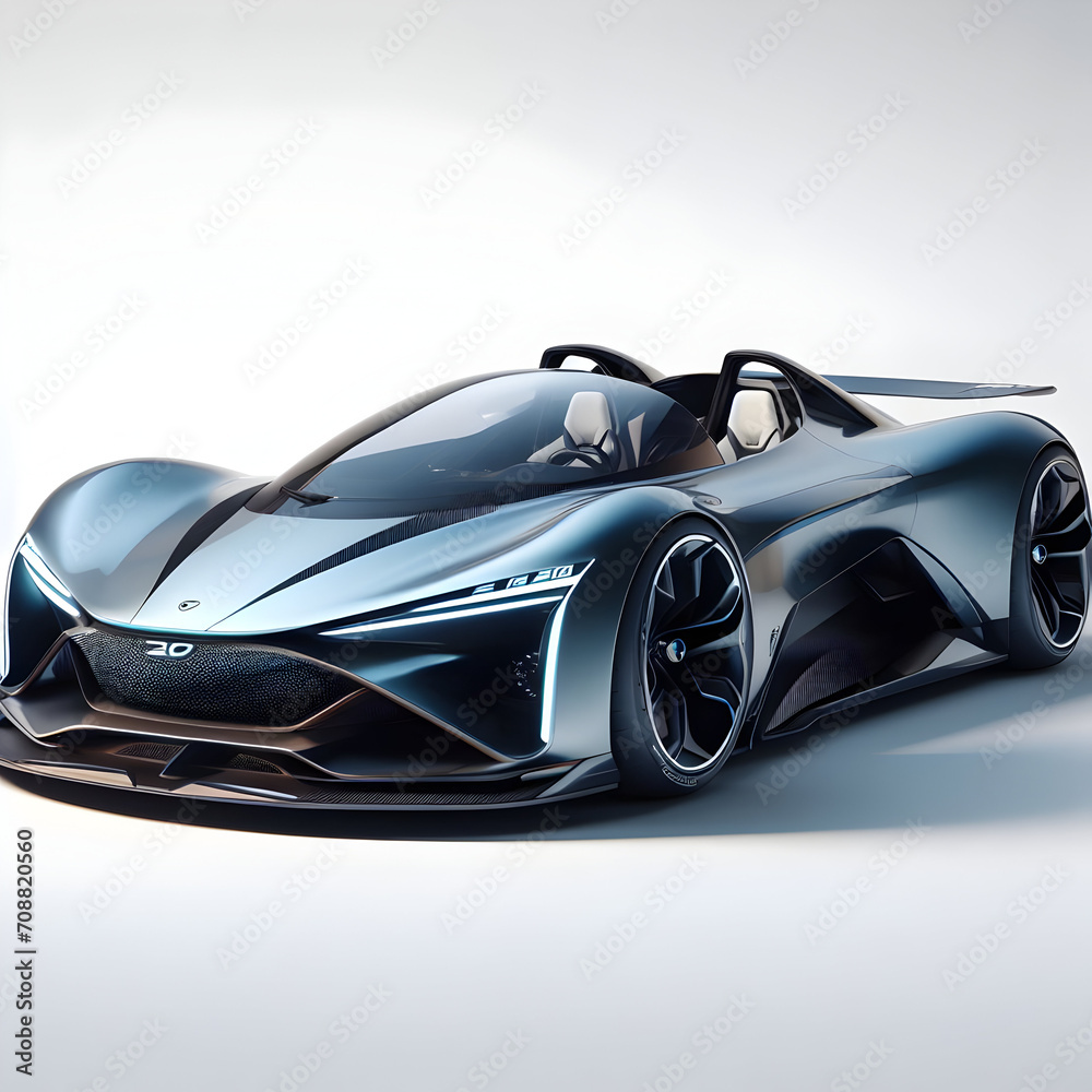 3D Car On White Background Generated With Ai 3D Car On White Background Generated With Ai