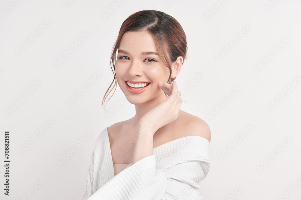 Beautiful young asian woman with clean fresh skin on white background, Face care, Facial treatment, Cosmetology, beauty and spa, Asian women portrait. Beautiful young asian woman with clean fresh skin on white background, Face care, Facial treatment, Cosmetology, beauty and spa, Asian women portrait.