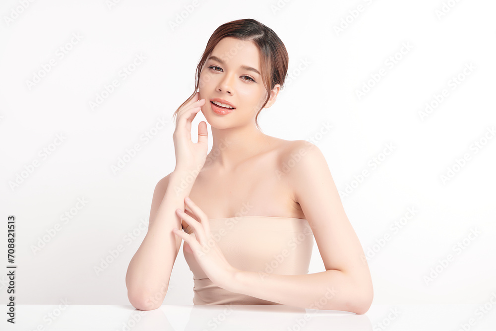 Beautiful young asian woman with clean fresh skin on white background, Face care, Facial treatment, Cosmetology, beauty and spa, Asian women portrait. Beautiful young asian woman with clean fresh skin on white background, Face care, Facial treatment, Cosmetology, beauty and spa, Asian women portrait.